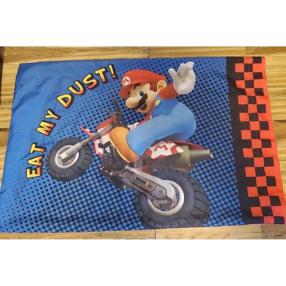 Super Mario Kart Nintendo Eat My Dust Dirt Bike Mario Luigi Standard Pillow Case
